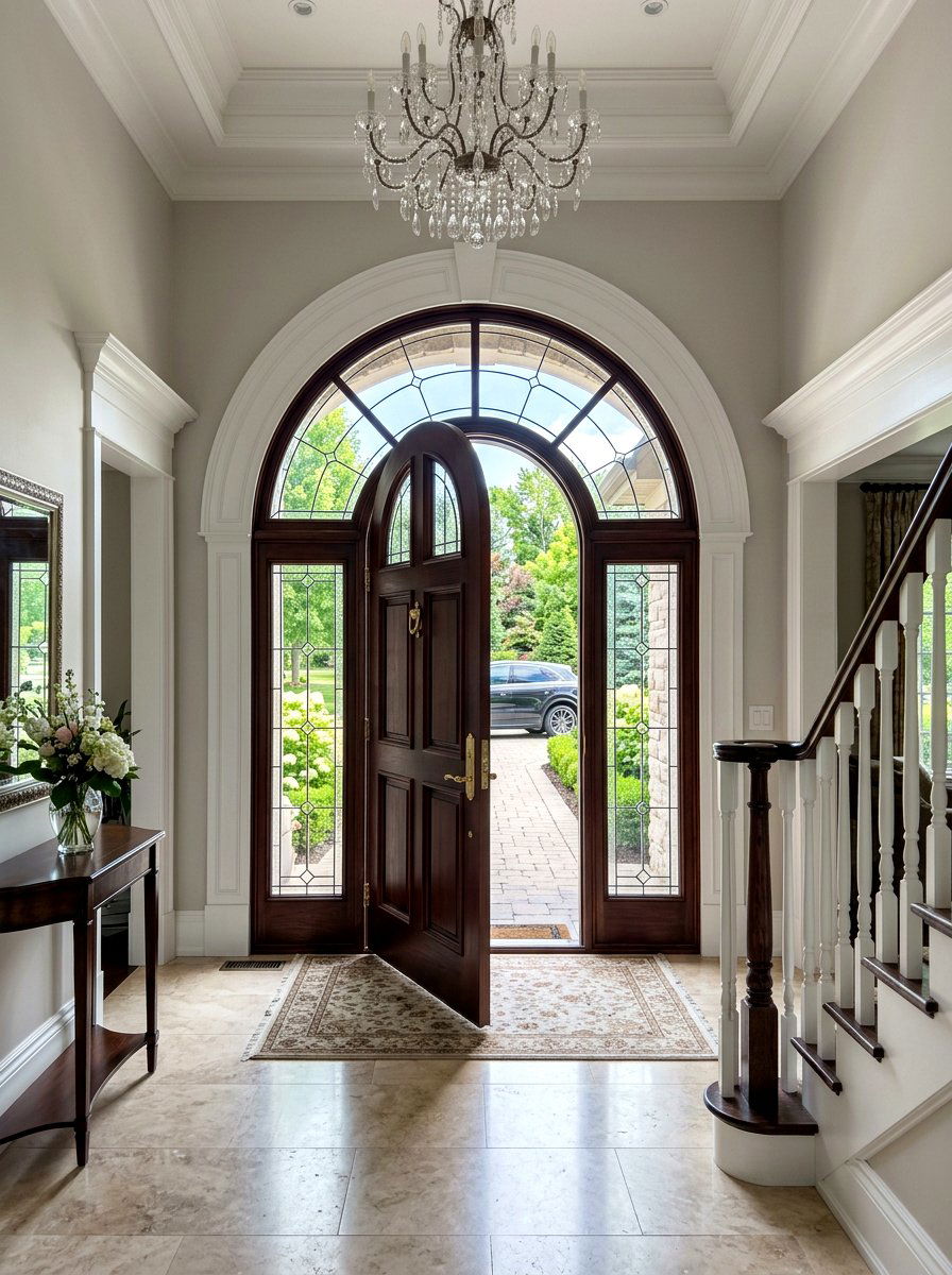 Arched front door with sidelights - 30 arched front door ideas
