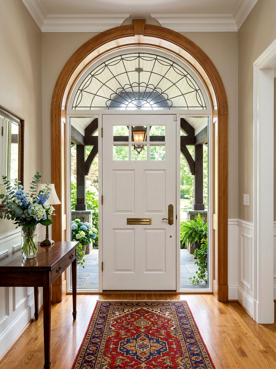 Arched front door with transom window - 30 arched front door ideas