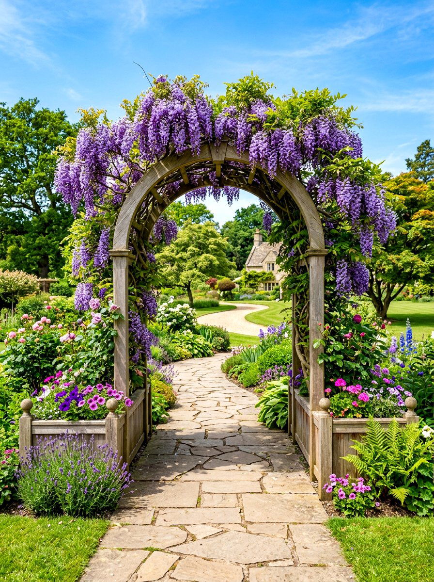 Arched garden arbor planter - 30 privacy planter screen ideas