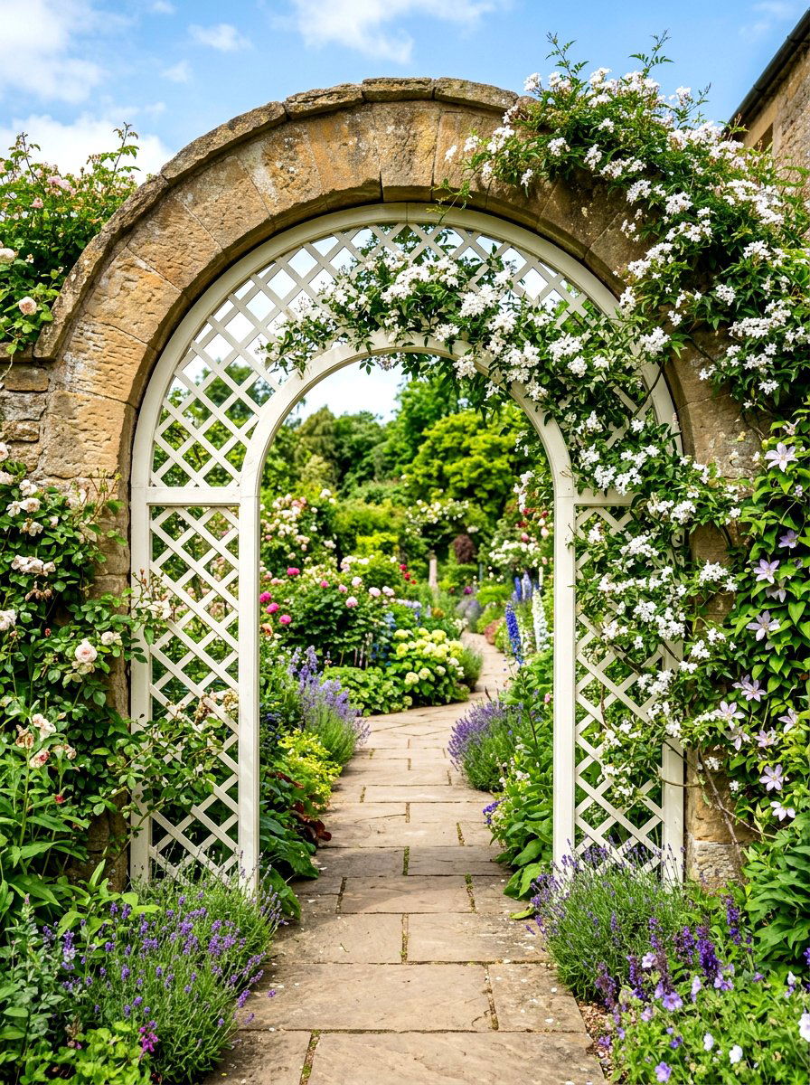 Arched lattice panel - 30 lattice screen patio ideas