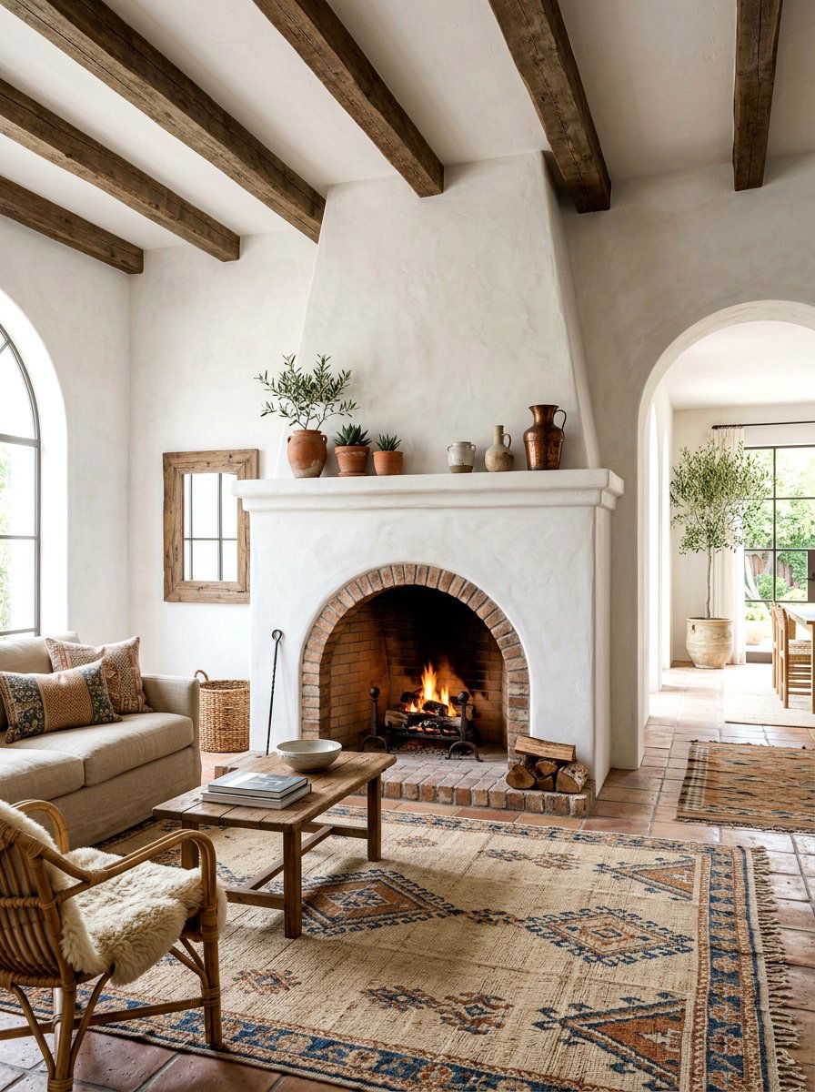 Arched limewash fireplace - 30 limewash fireplace ideas