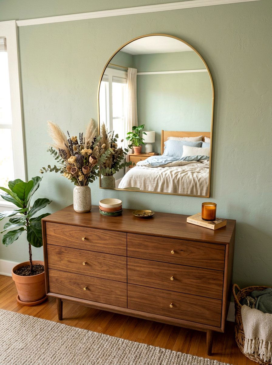 Arched mirror above dresser - 30 arched mirror decor ideas