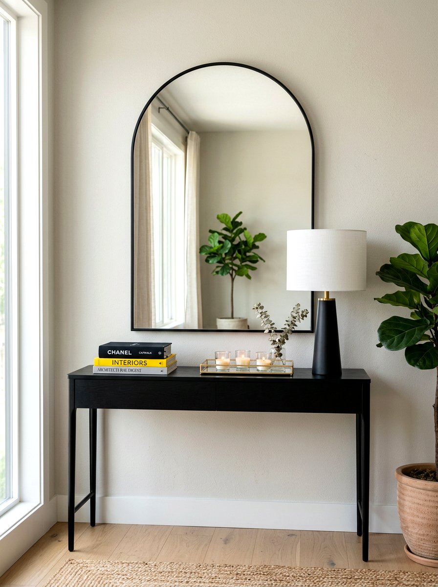 Arched mirror console table styling - 30 arched mirror decor ideas