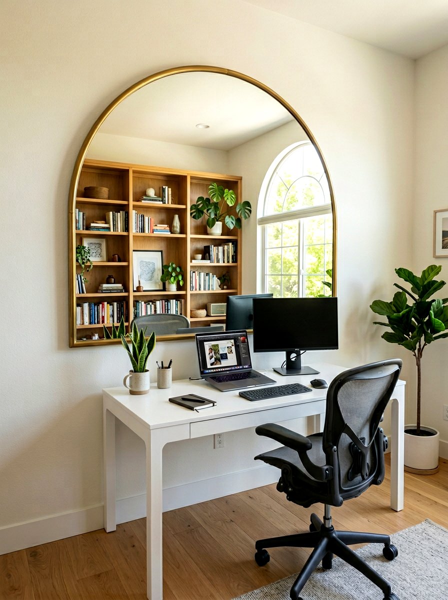 Arched mirror home office - 30 arched mirror decor ideas
