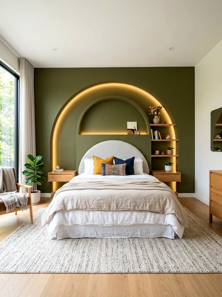 Arched niche headboard - 30 sculptural headboard ideas