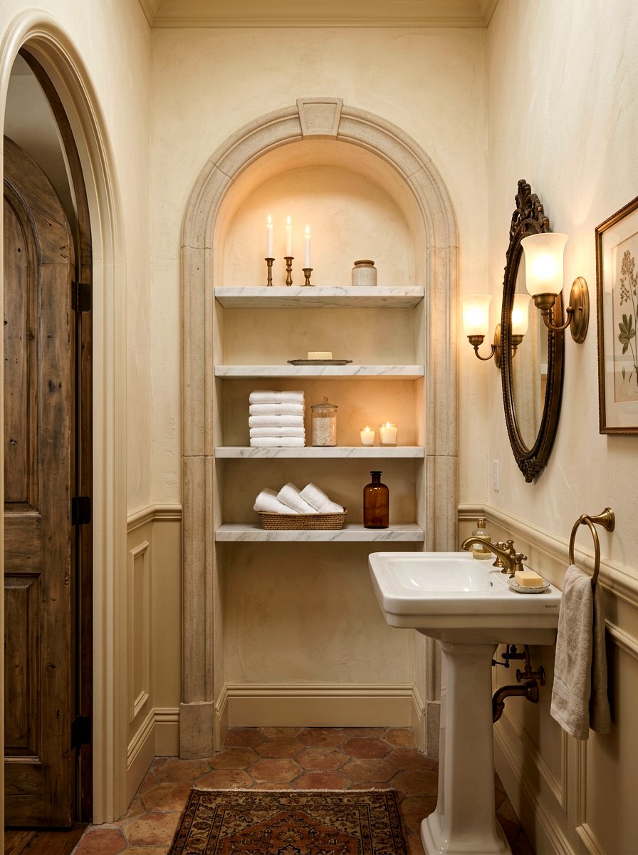 Arched niche powder room - 30 spa like powder room ideas
