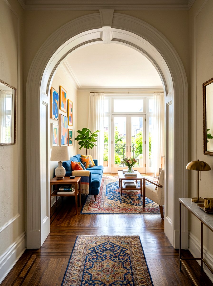 Arched opening frames - 30 broken floor plan apartment ideas