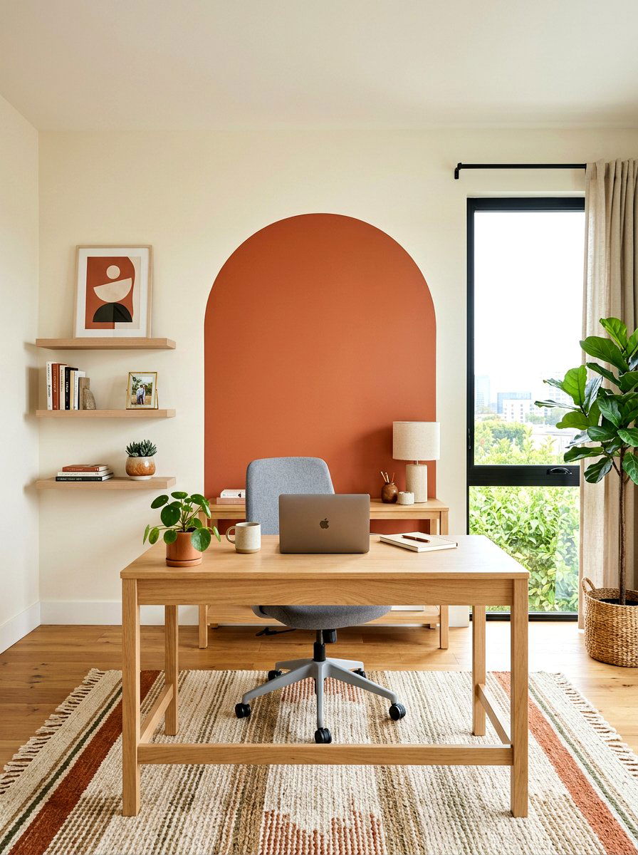Arched paint office wall - 30 office accent wall ideas