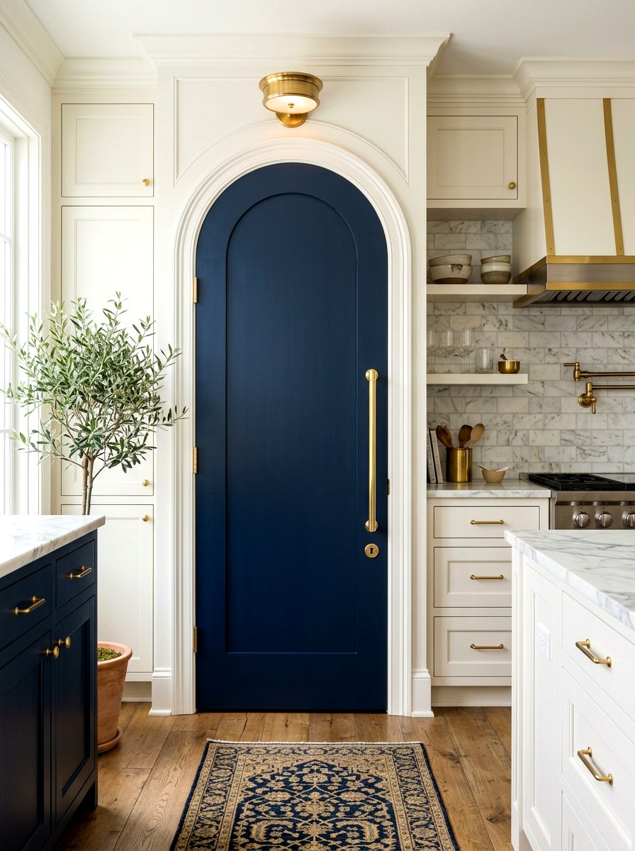 Arched pantry door with brass hardware - 30 arched pantry door ideas
