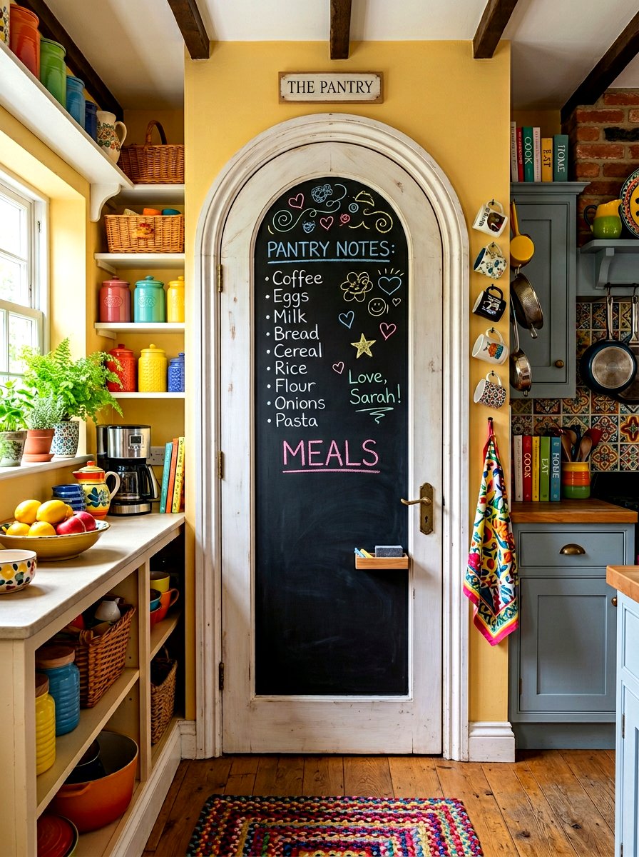Arched pantry door with chalkboard - 30 arched pantry door ideas