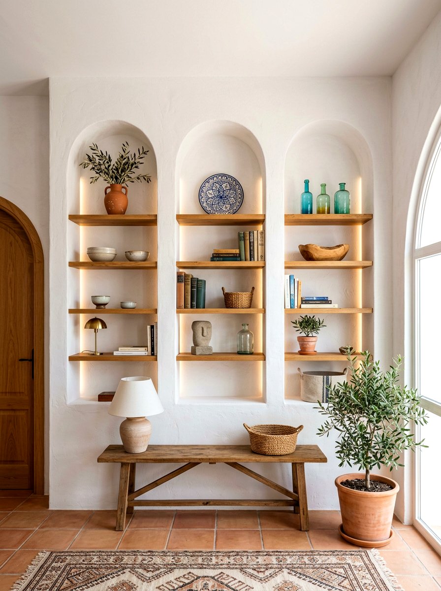 Arched recessed shelving - 30 library wall ideas