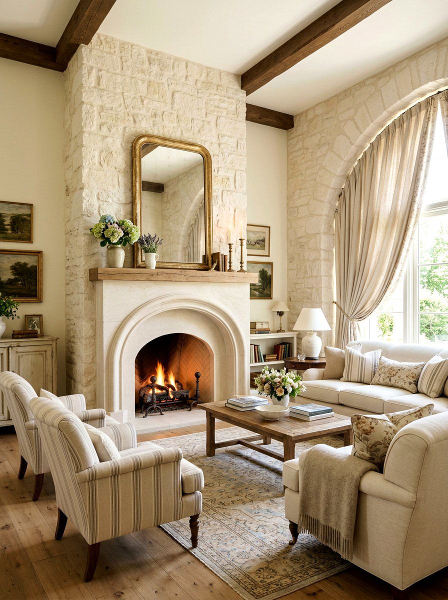 Arched stone fireplace - 30 stone fireplace ideas