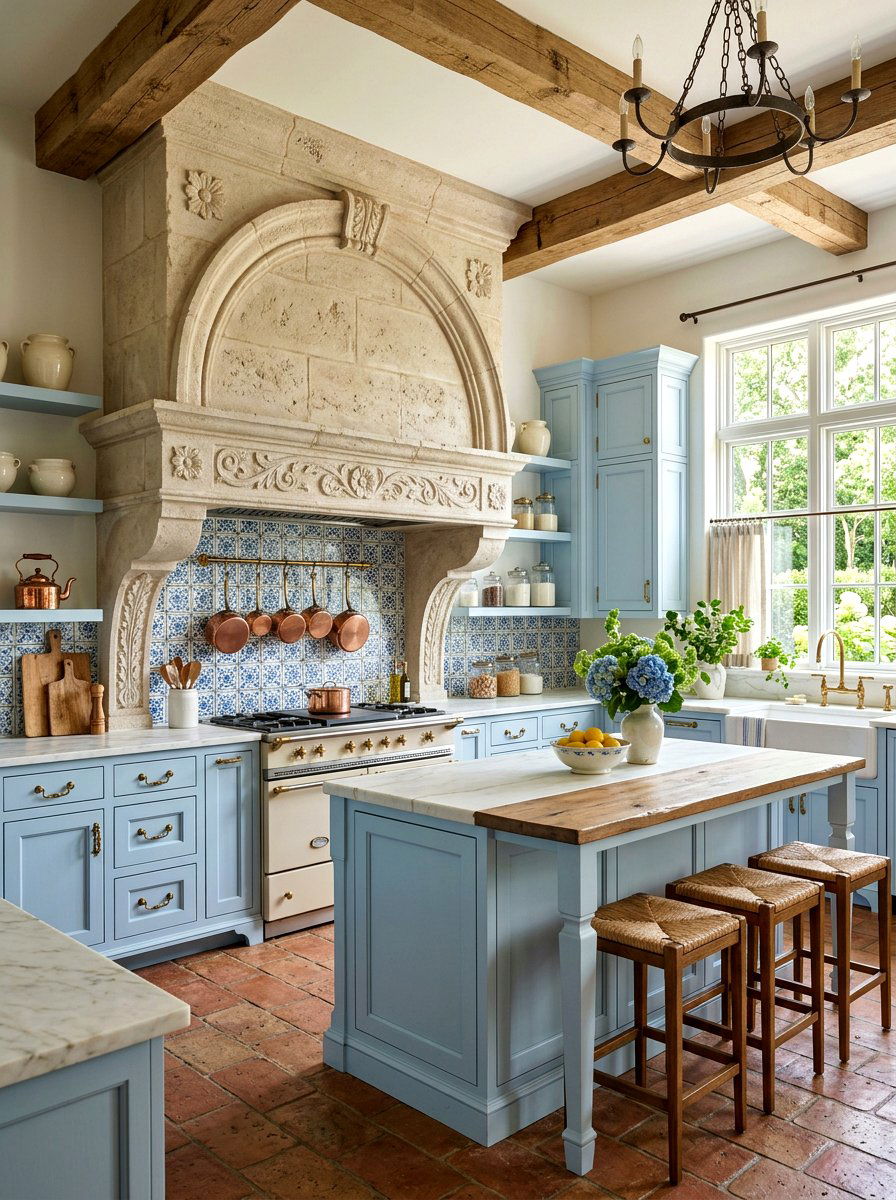 Arched stone hood - 30 stone hood kitchen ideas