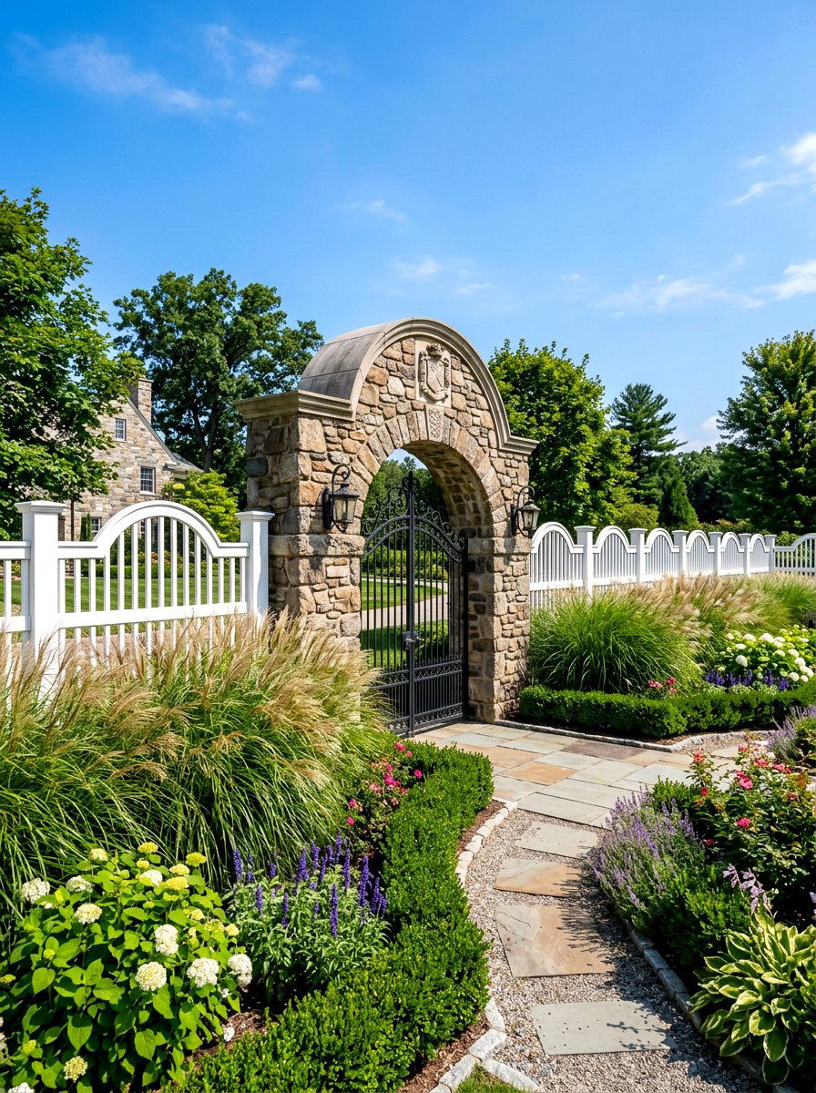 Arched vinyl fence - 30 vinyl fence ideas