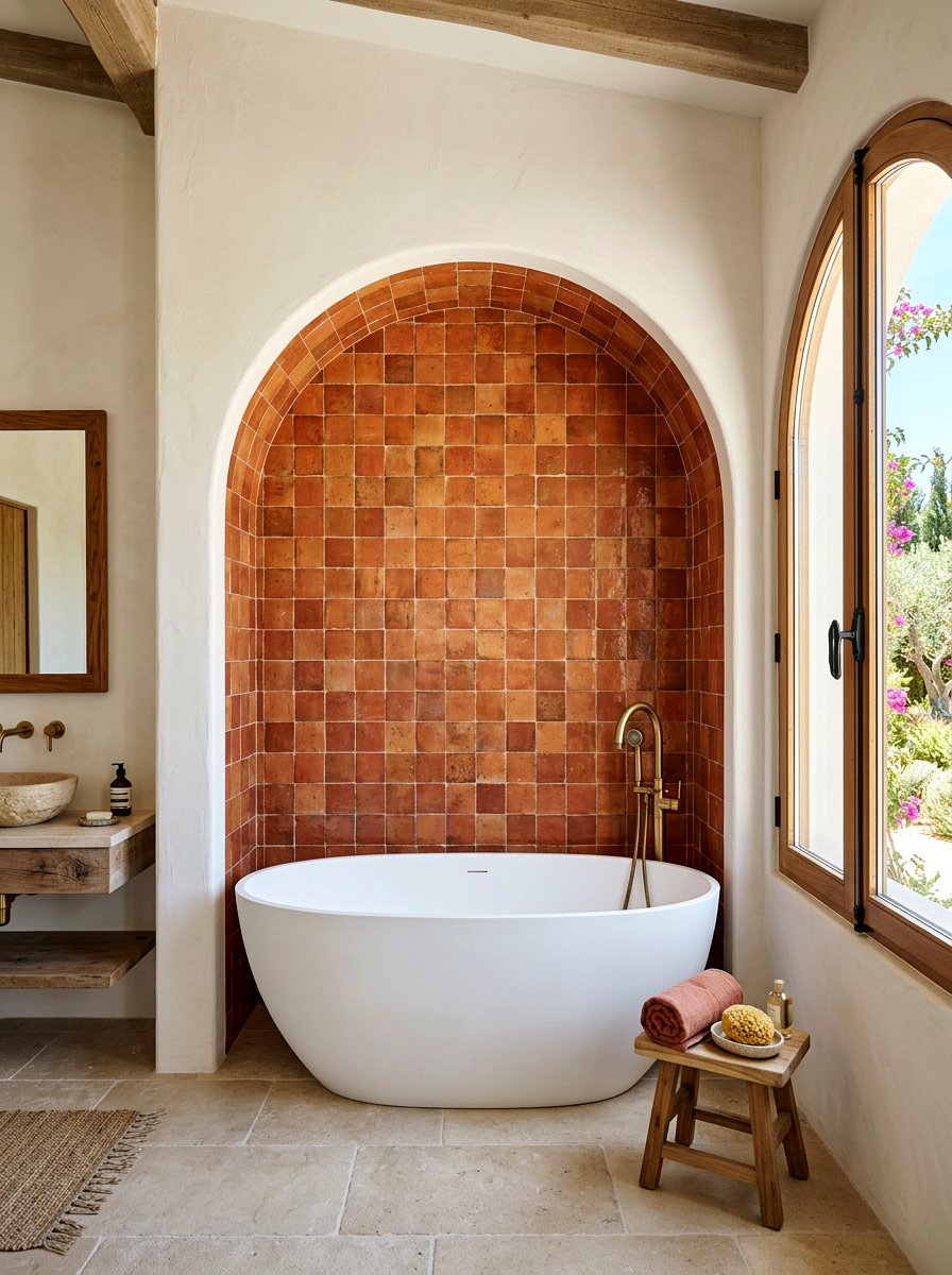 Arched wall niche for tub - 30 tub niche ideas