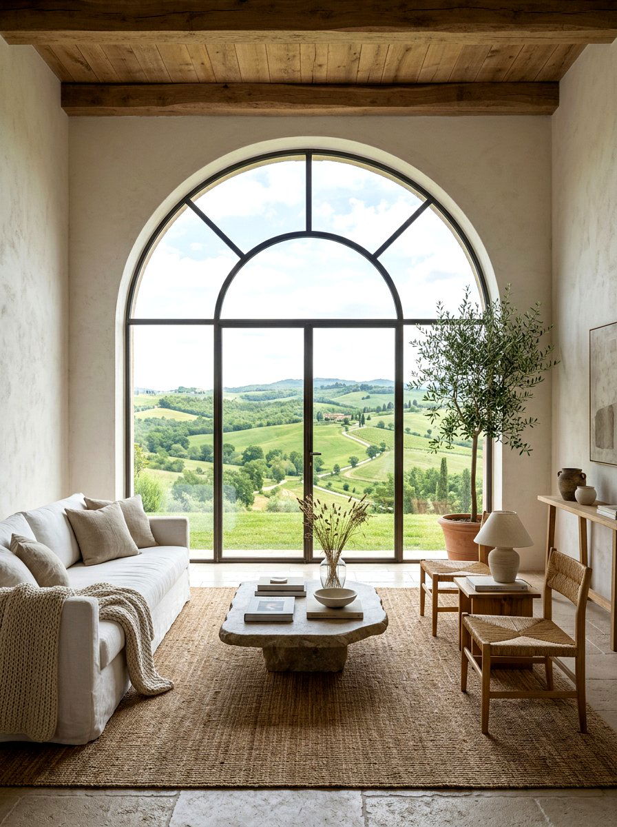 Arched window living room - 30 Tuscan revival living room ideas