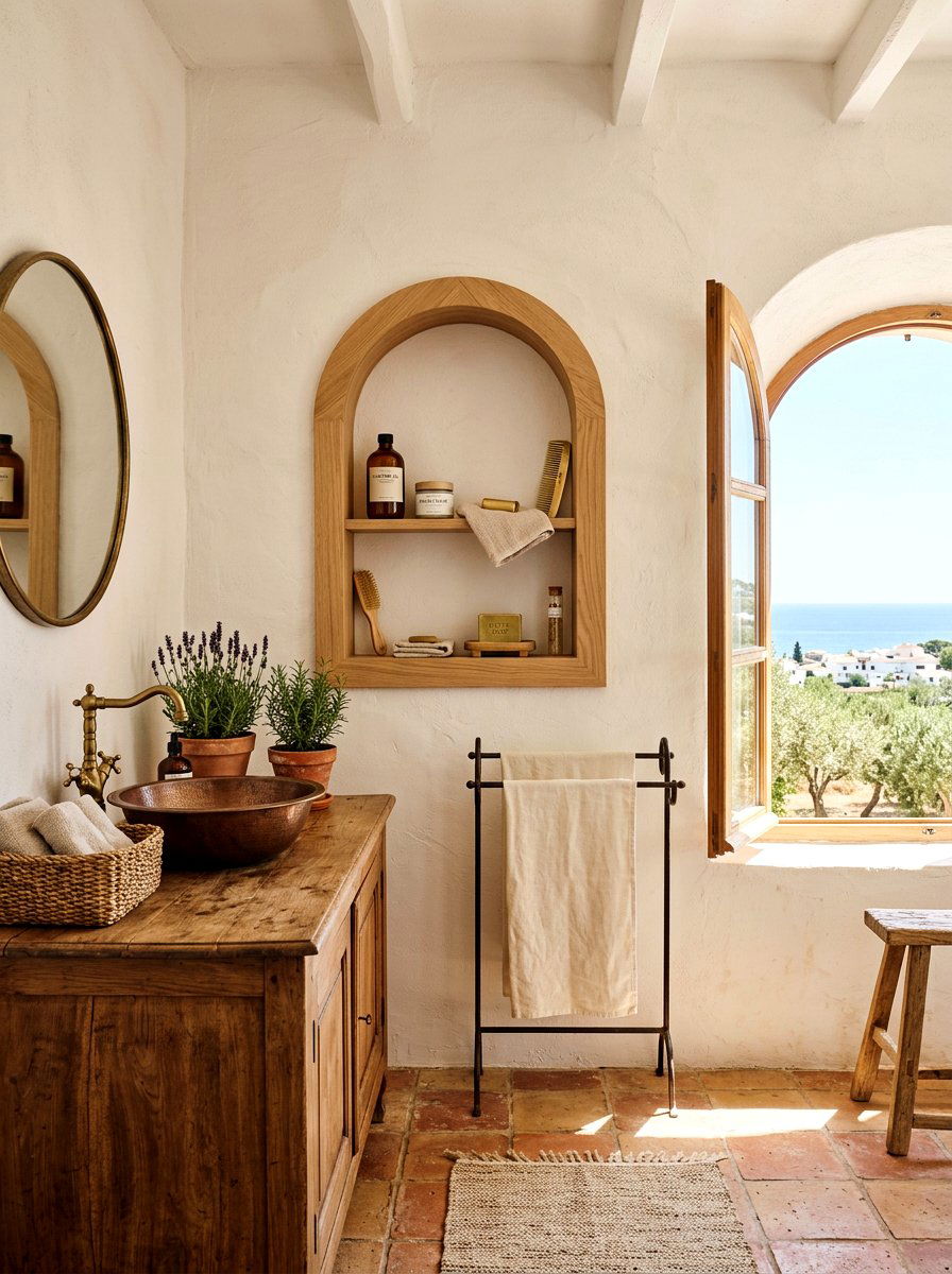 Arched wood medicine niche - 30 recessed medicine niche ideas