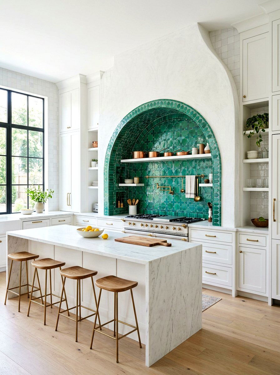 Arched zellige backsplash - 30 zellige tile backsplash ideas