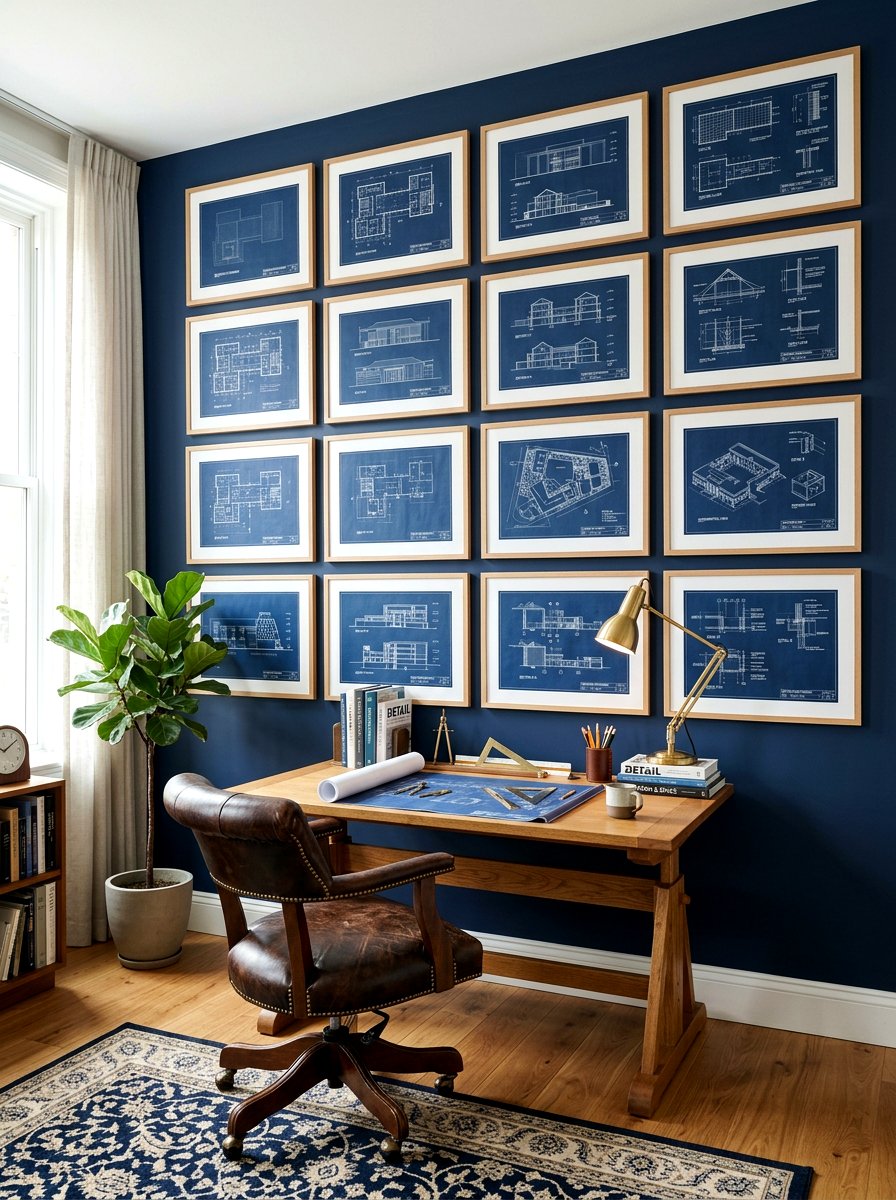 Architectural Blueprint - 30 gallery wall ideas