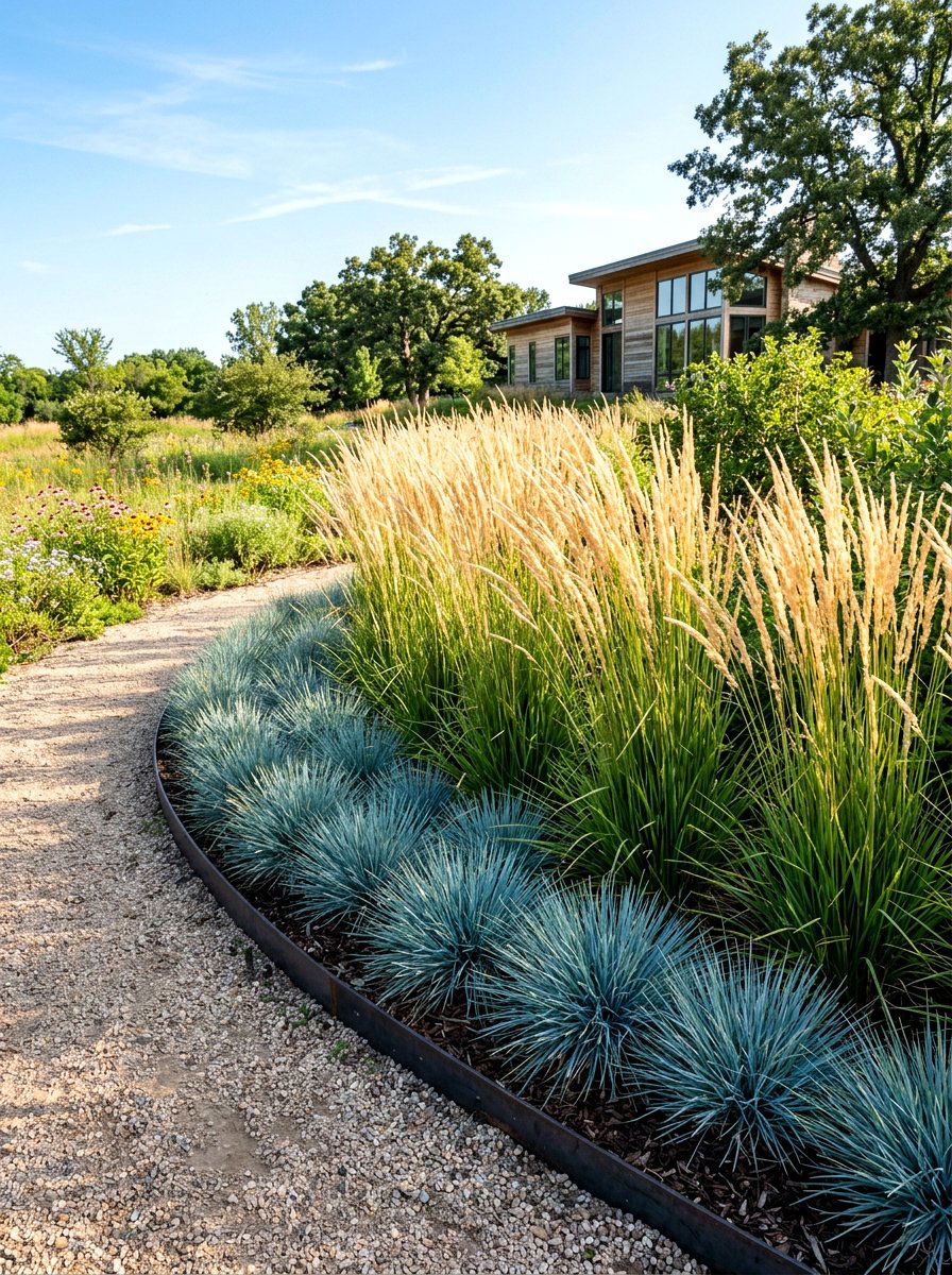 Architectural Grasses Border - 30 modern flower bed ideas