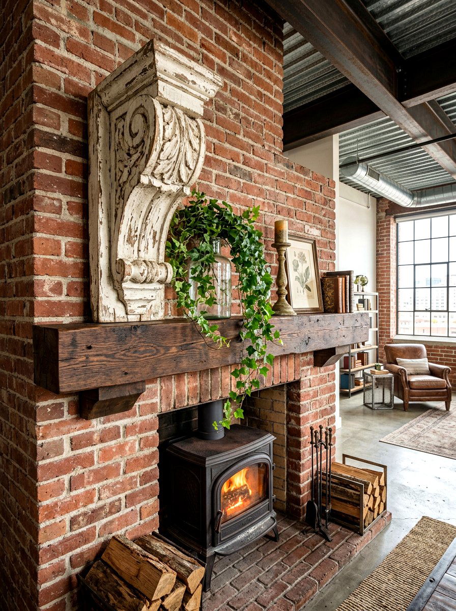 Architectural Salvage Decor - 30 vintage mantel styling ideas