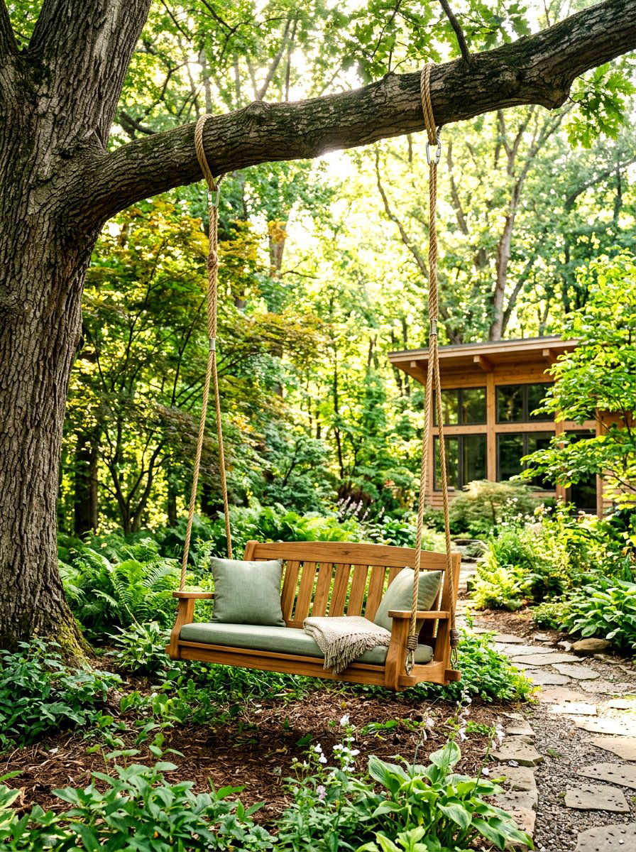 Architectural Wood Swing - 30 sculptural outdoor furniture ideas