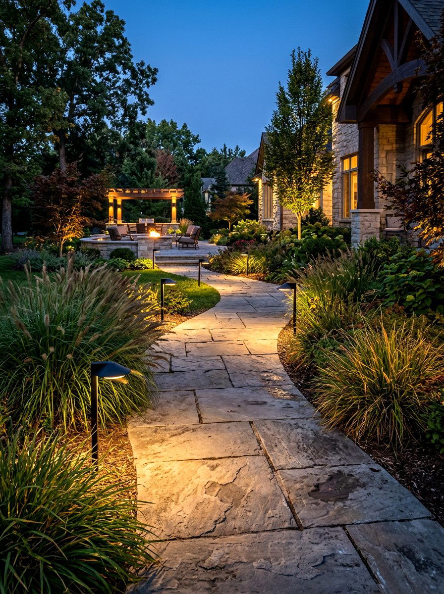 Architectural outdoor path lighting - 30 quiet luxury curb appeal ideas