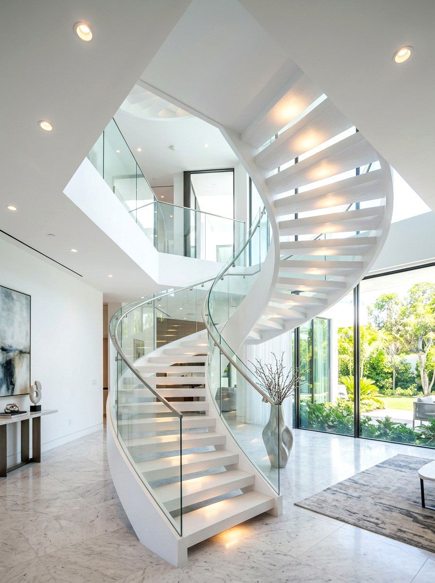 Architectural recessed ceiling spotlights - 30 statement staircase lighting ideas