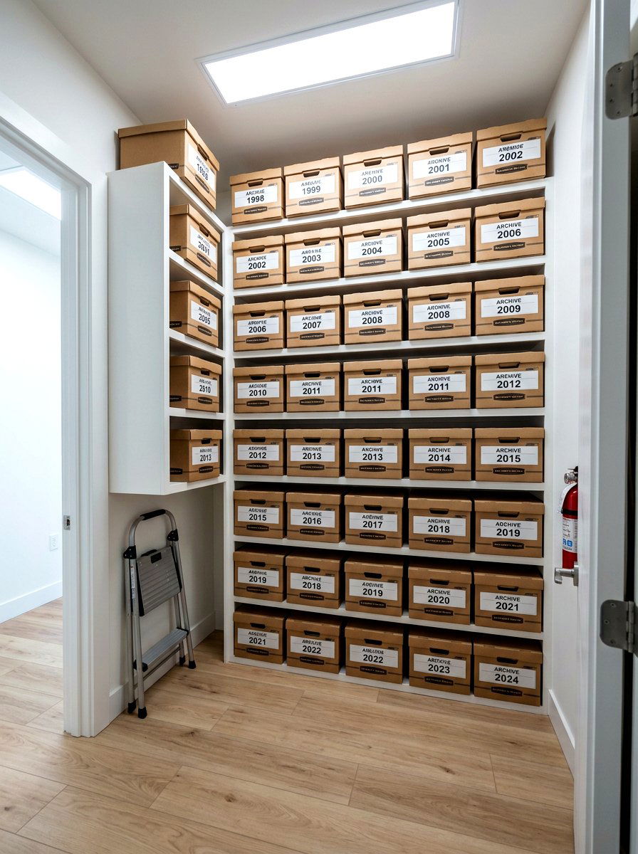 Archive storage boxes - 30 paper clutter organization ideas