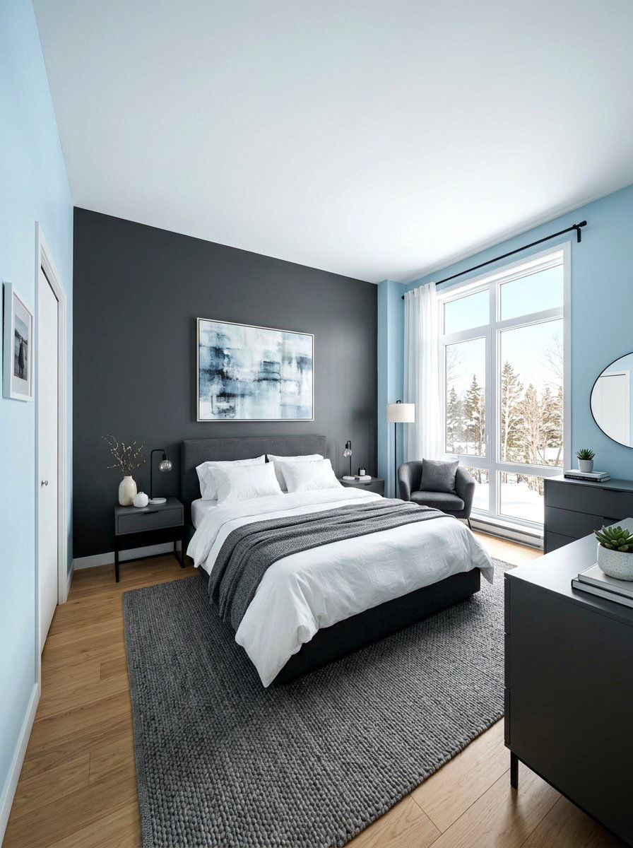 Arctic Blue And Charcoal Gray Bedroom - 30 blue and gray bedroom ideas