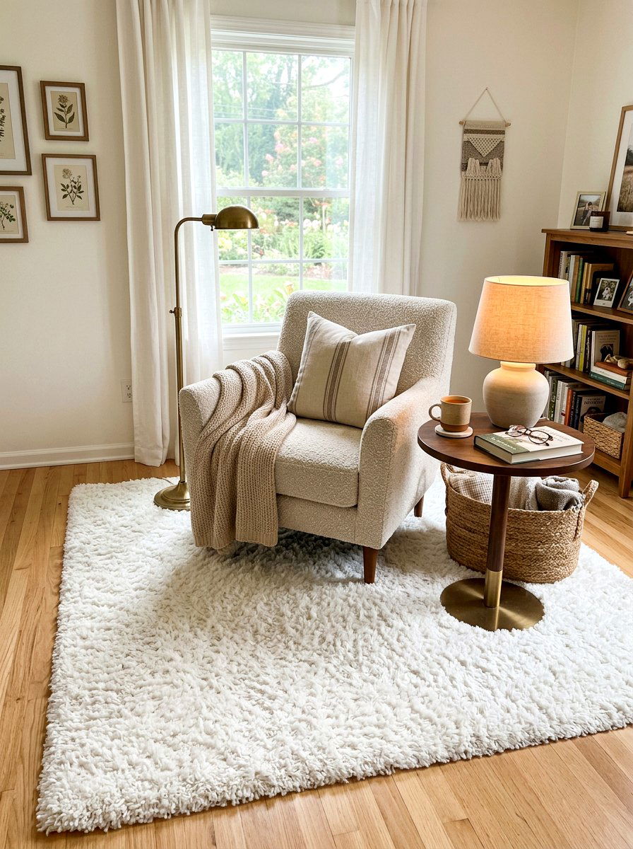 Area Rug - 30 guest room reading corner ideas