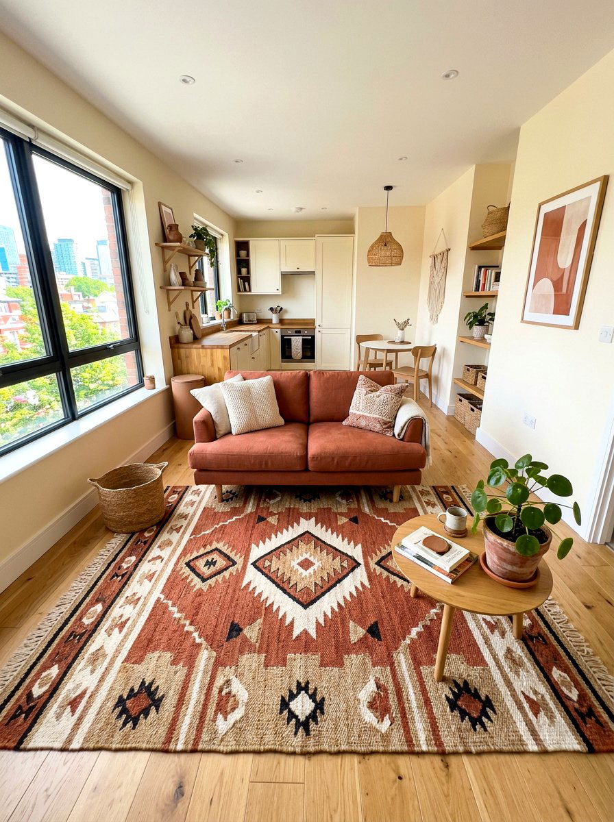 Area Rug - 30 micro apartment decor ideas