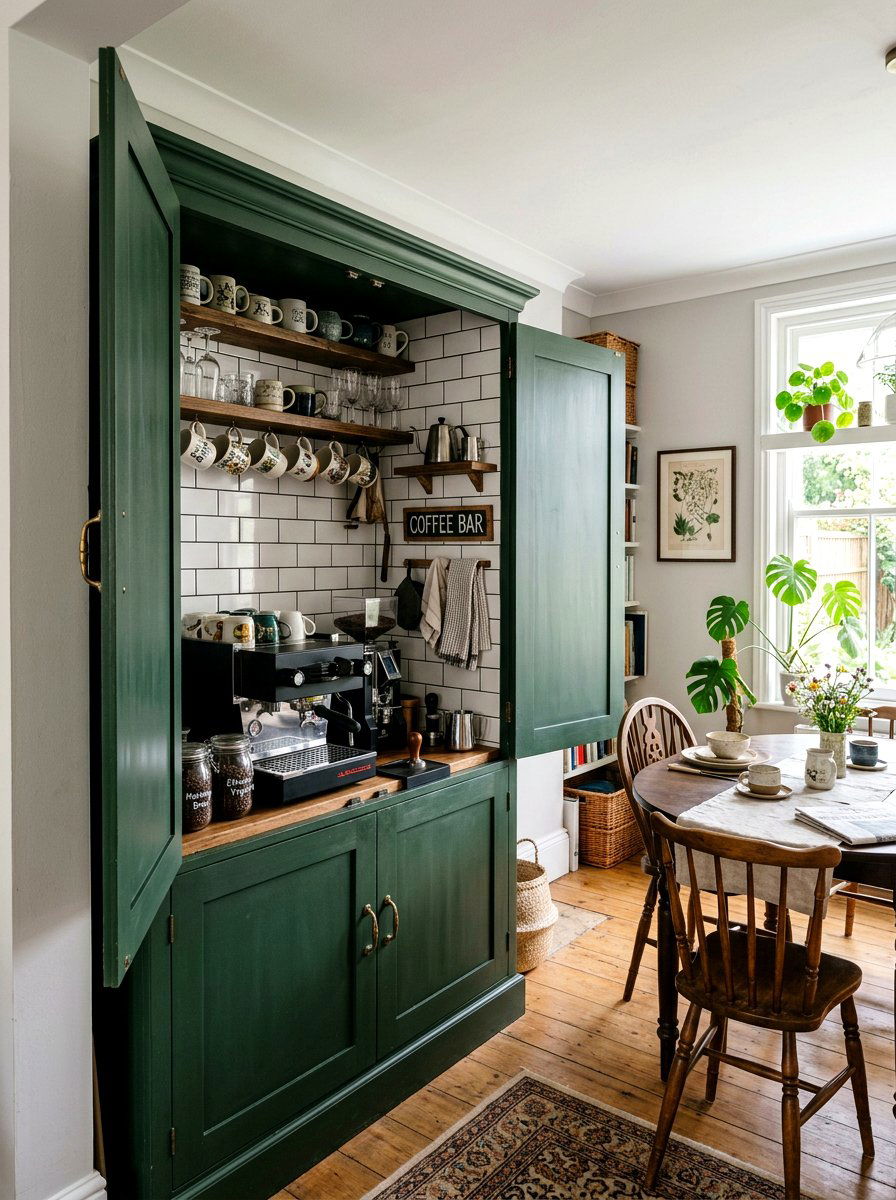 Armoire Coffee Bar - 30 vintage upcycled furniture ideas