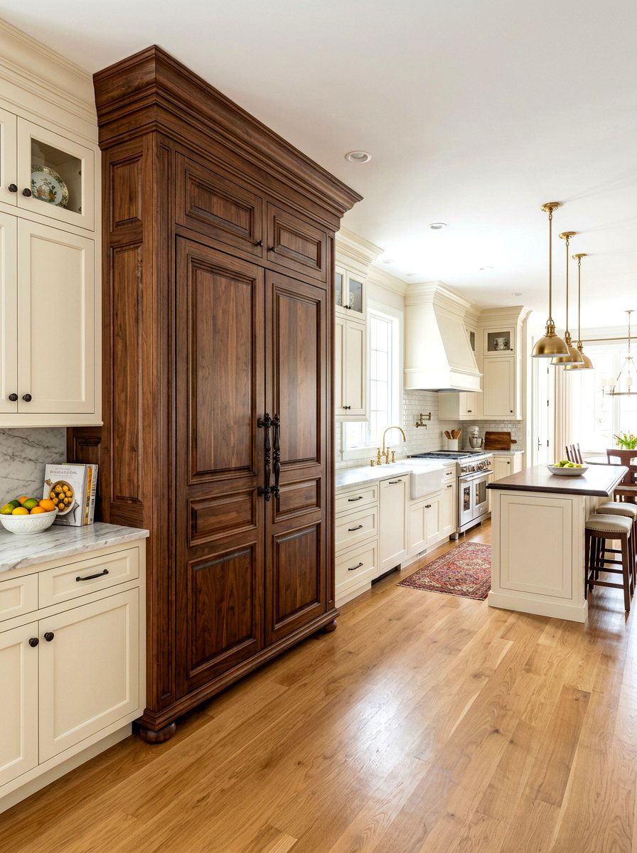 Armoire Style Refrigerator Enclosure - 30 furniture style kitchen ideas