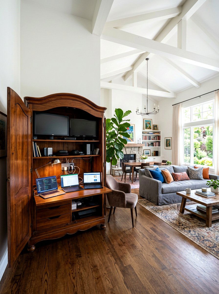Armoire hidden tech hub - 30 charging station ideas