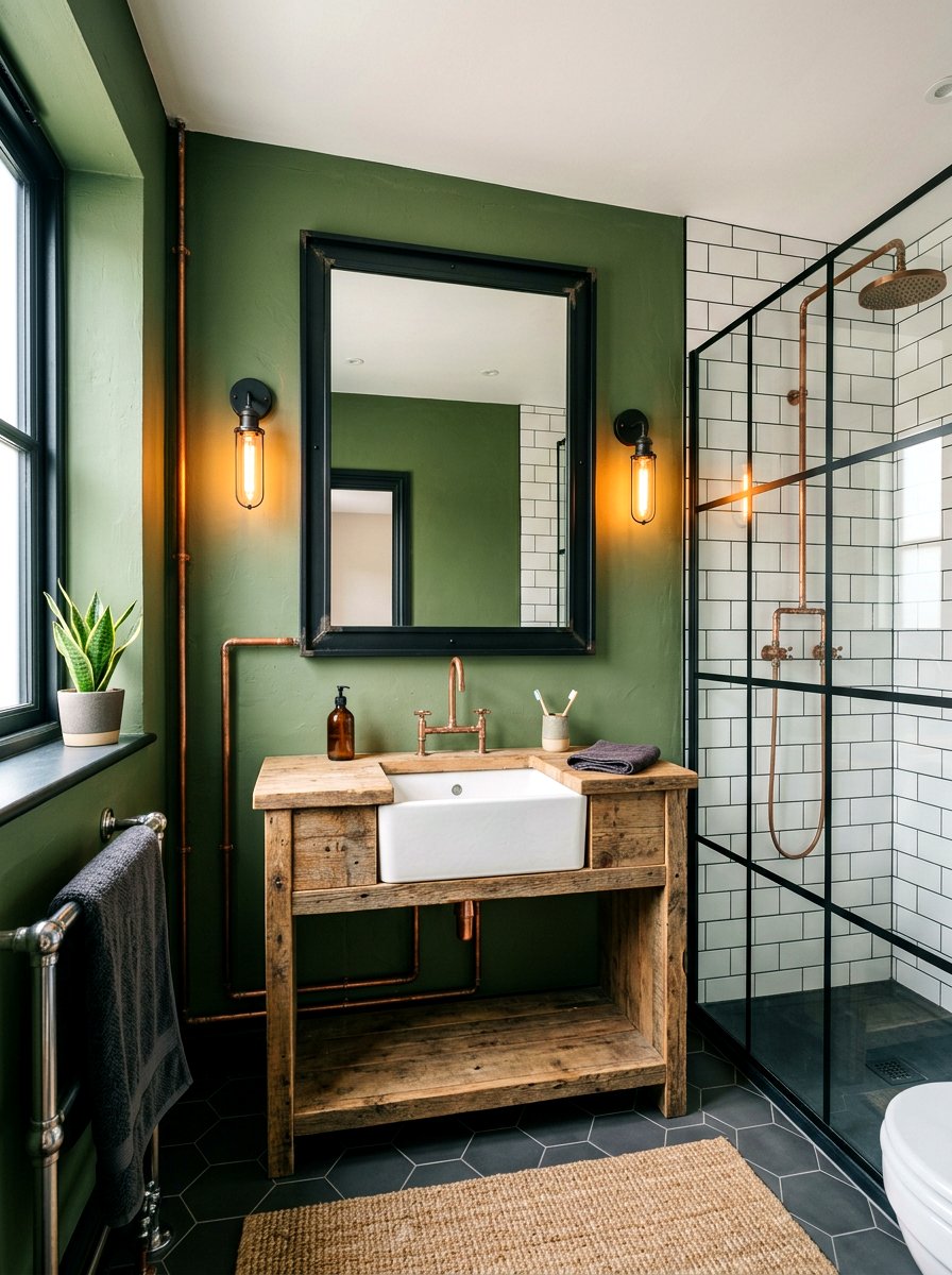 Army Green Bathroom Style - 30 green bathroom ideas