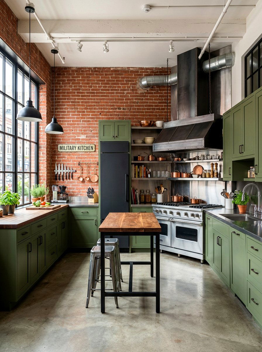 Army Green Kitchen - 30 green kitchen ideas
