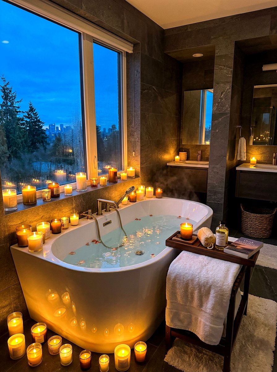 Aromatherapy candles - 30 serene bathroom decor ideas