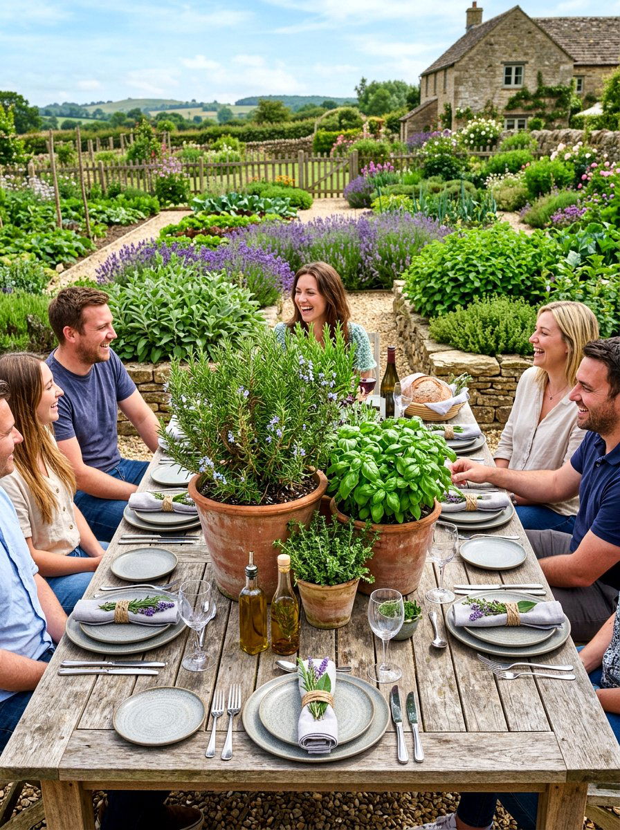 Aromatic Herb Table Setting - 30 garden party tablescape ideas