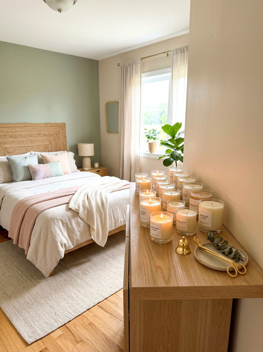 Aromatic candle shelf - 30 wellness shelf styling ideas