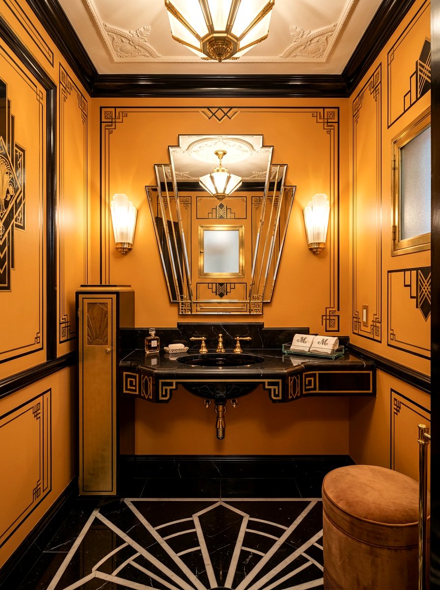 Art Deco Apricot Powder Room - 30 apricot powder room ideas
