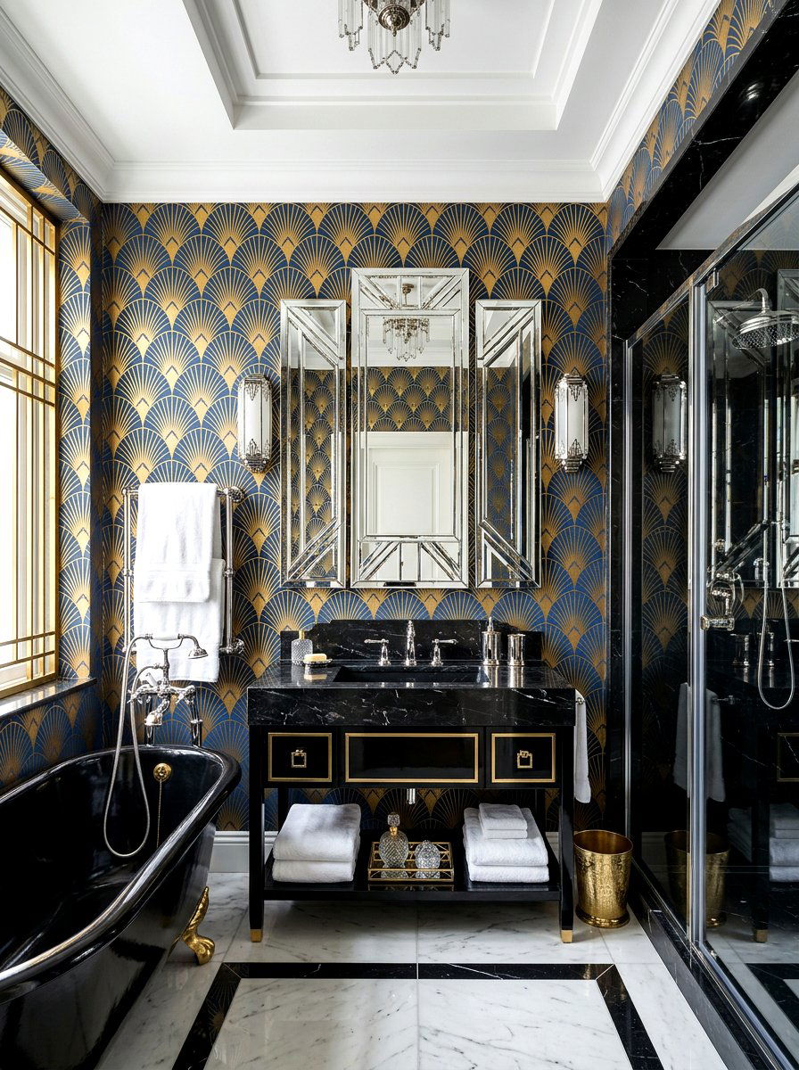Art Deco Bathroom Wallpaper - 30 bathroom wallpaper ideas