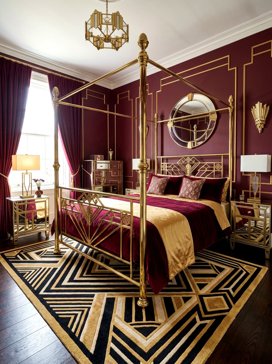 Art Deco Brass Poster Bed - 30 four poster bed ideas