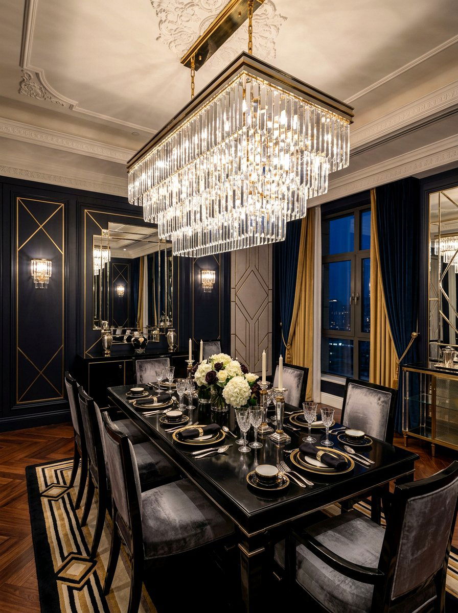 Art Deco Crystal Chandelier - 30 classic dining room chandelier ideas