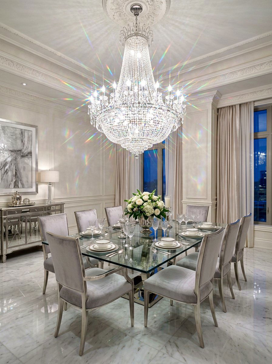 Art Deco Crystal Pendant Dining - 30 oversized pendant lighting ideas