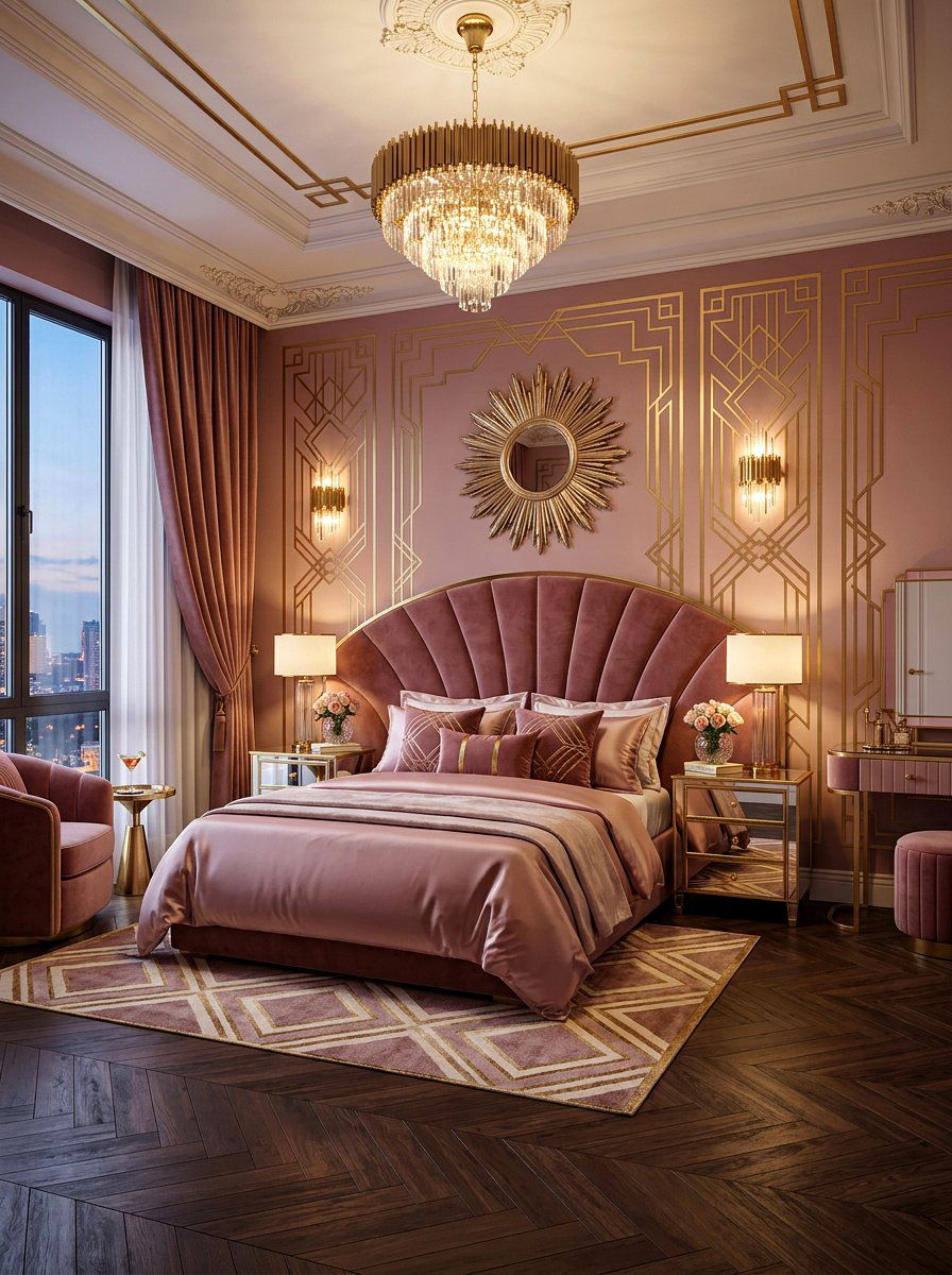 Art Deco Dusty Rose - 30 dusty rose bedroom ideas