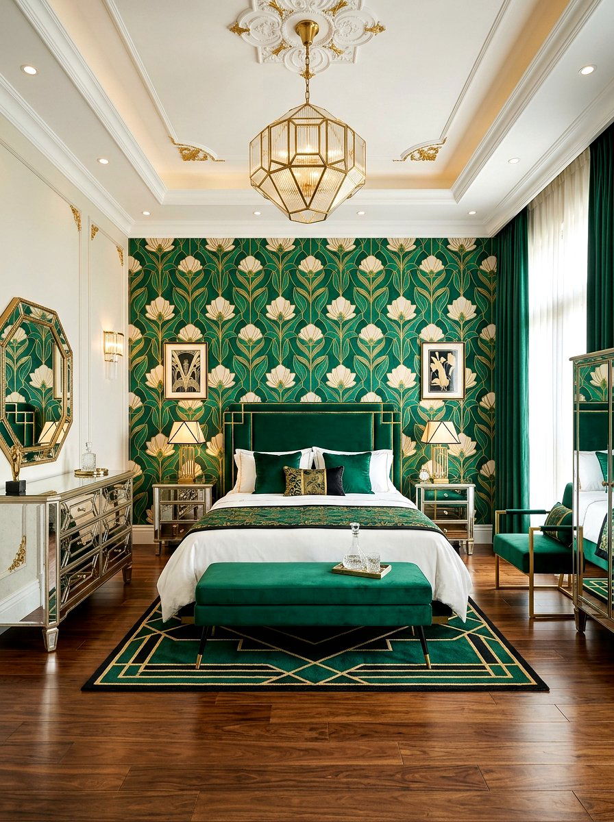 Art Deco Floral Wallpaper - 30 floral wallpaper bedroom ideas