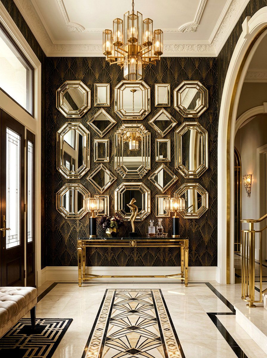 Art Deco Geometric Mirror - 30 statement mirror gallery ideas