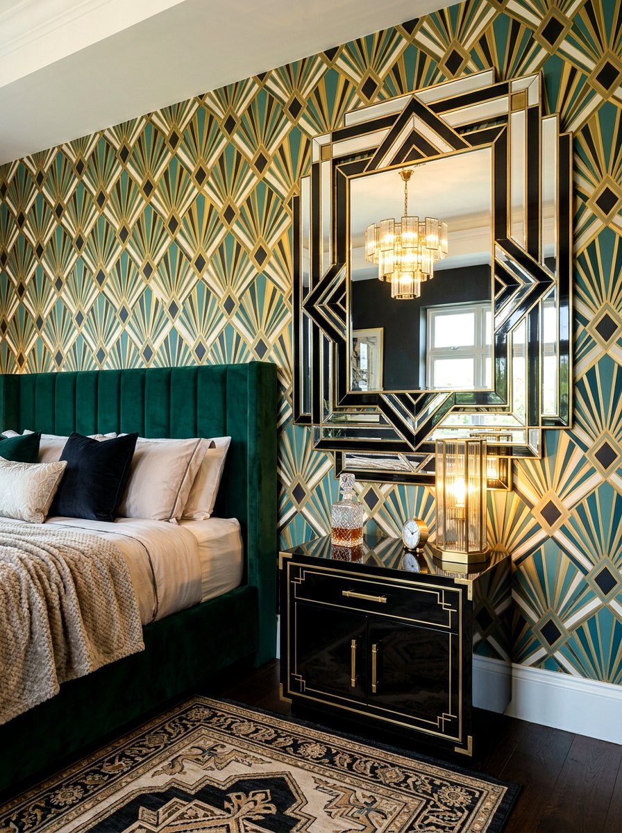 Art Deco Geometric Mirror - 30 antique mirror wall ideas