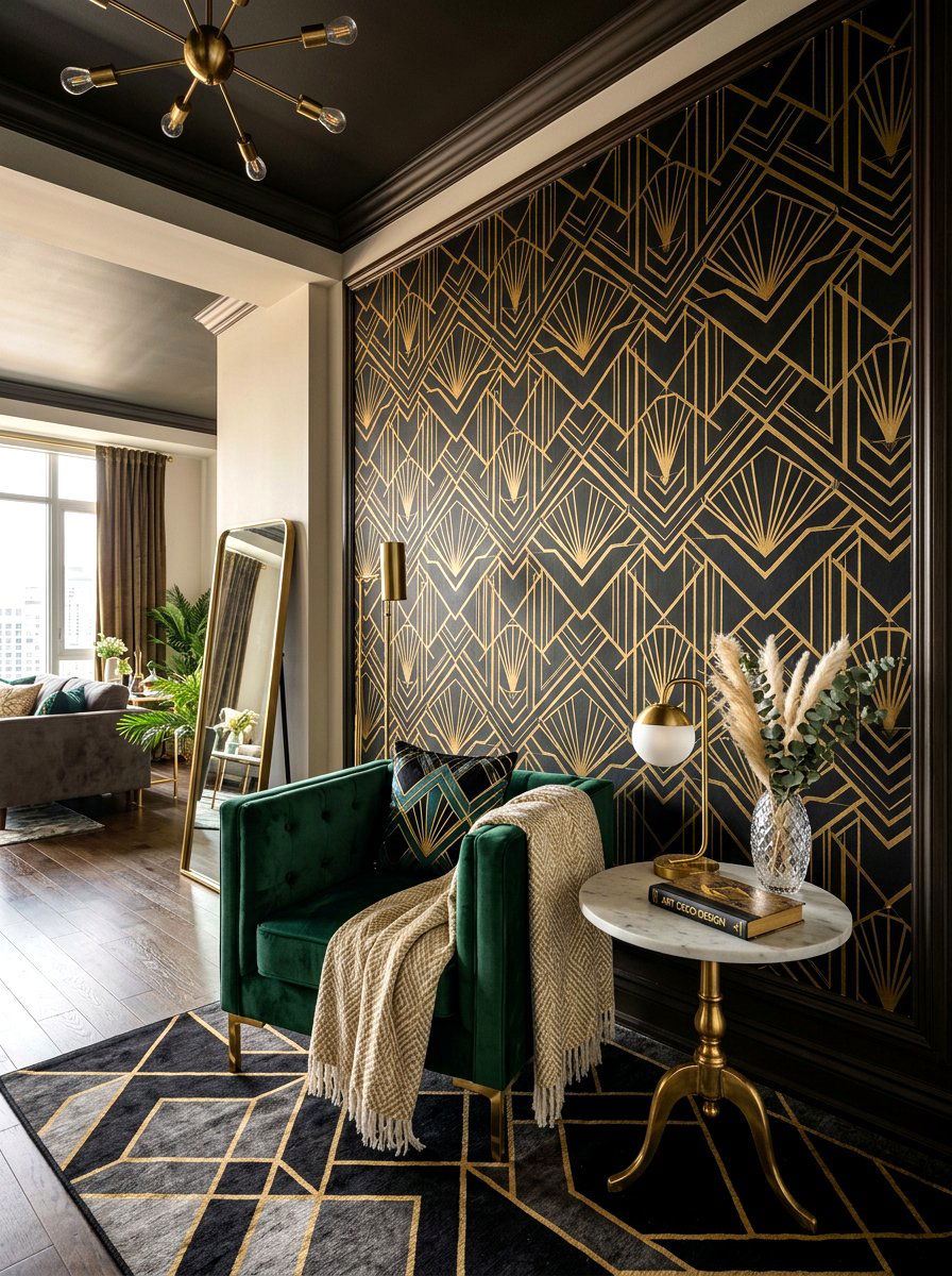 Art Deco Geometric Wallpaper - 30 art deco home ideas